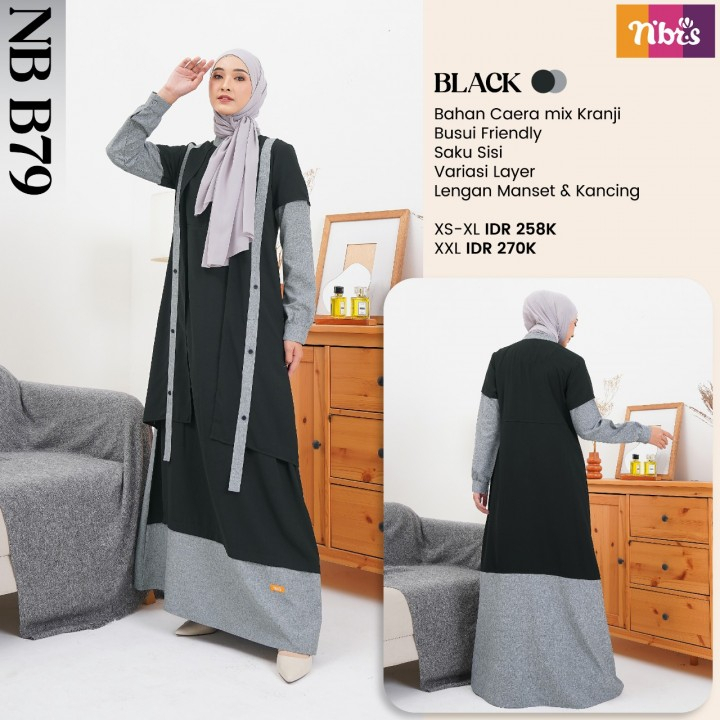 GAMIS NIBRAS NB B79 NAVY HITAM TERBARU