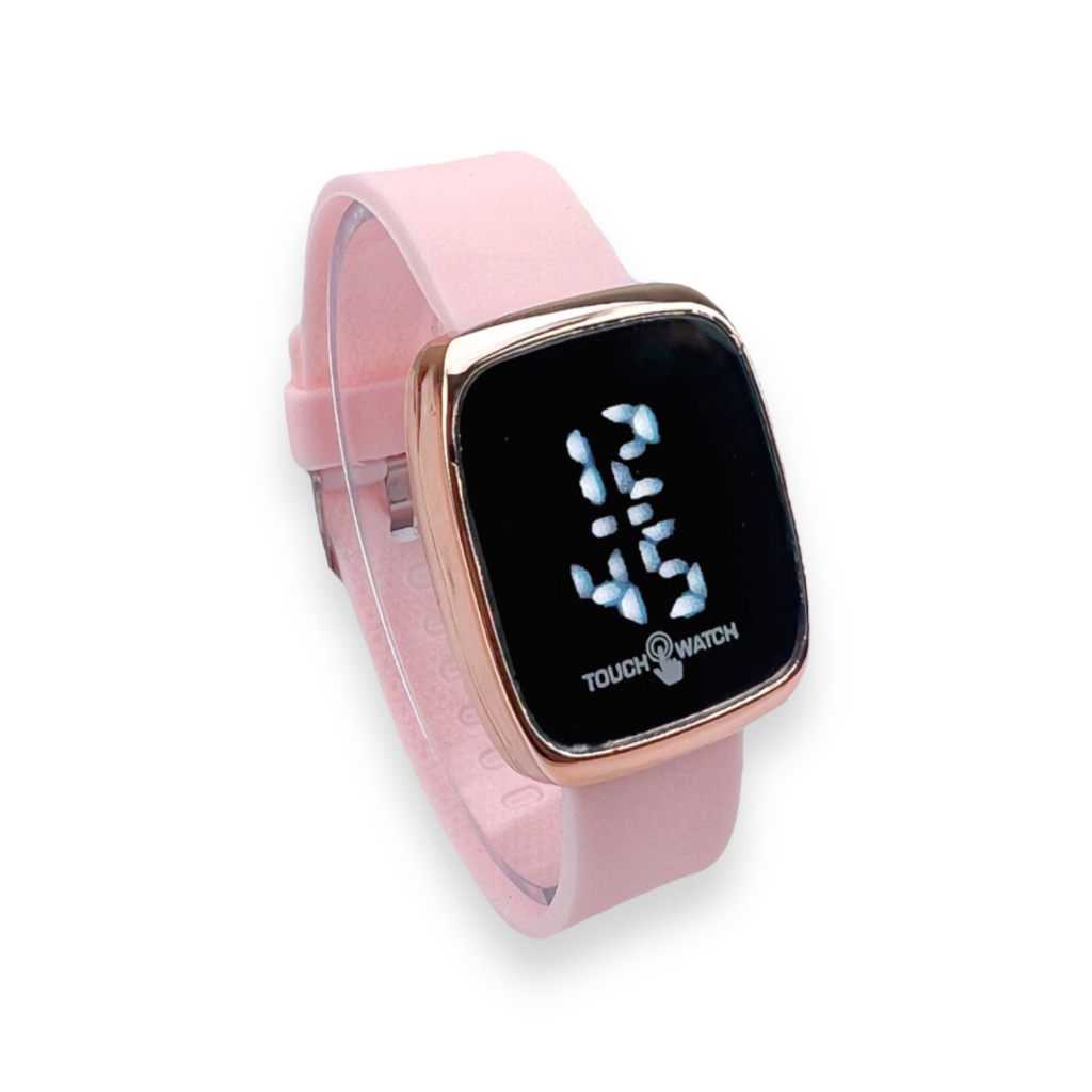 COD✅ Jam Tangan Digital Wanita Pria Watch LED Rubber Elektronik Touch Screen Harga Murah    S1201-S1280-Pink