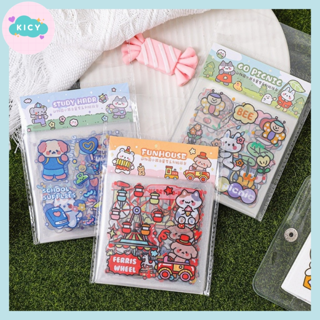 

1 Lembar Stiker Deco KAWAI BEAR Cute Sticker Stiker Botol Catatan Notes Agenda Planner Journal Scrapbook Bujo DIY