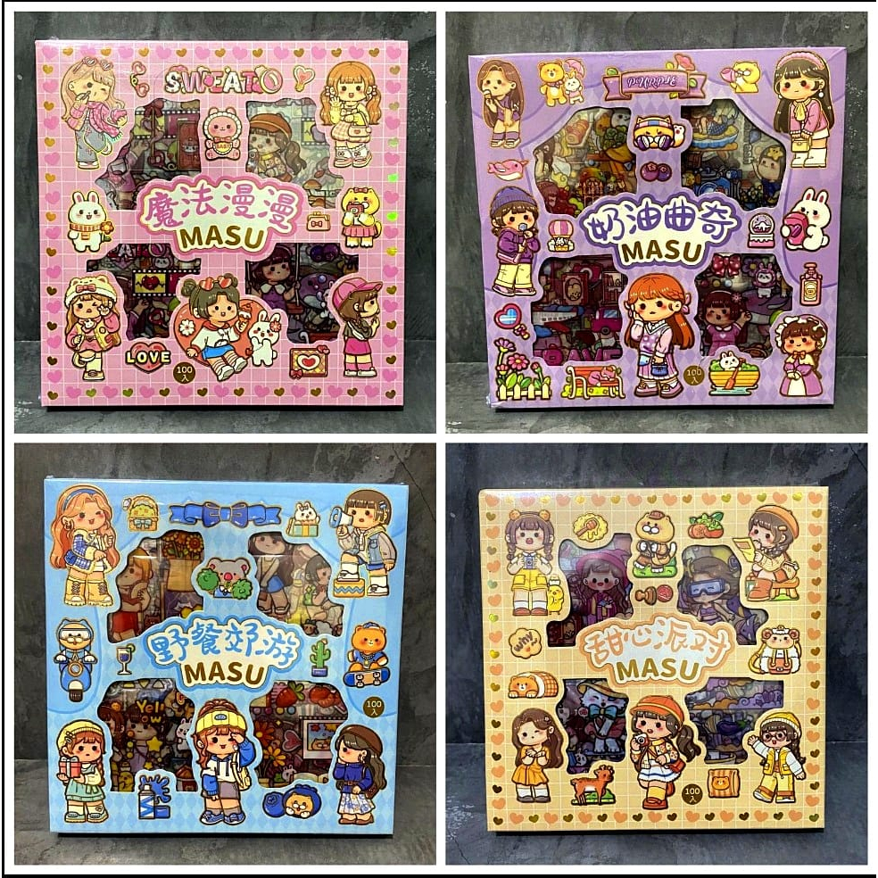 

COD - Sticker Waterproof Sticker Masu Stiker Momo gliter Ellie Stiker BT21 Korea Isi 100 Pcs Sticker