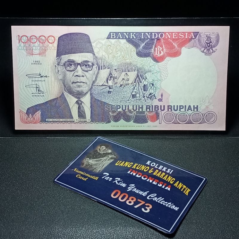 JEA047721 Original UKI 10000 Rupiah HamengkuBuwono 1992/1993 Gress Unc