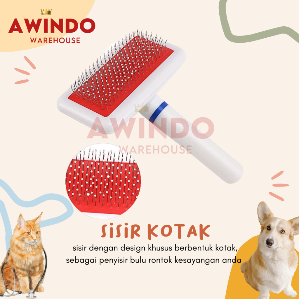 SISIR KOTAK - Sisir Karet Mandi Pijat Bulu Kucing Anjing Kelinci Sisir Sikat Hewan Pet Grooming