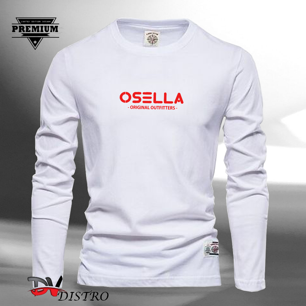 Promo Kaos Keren Lengan Panjang Osella Orey Text Merah Kaos Tangan Panjang / Kaos Distro Tangan Panj