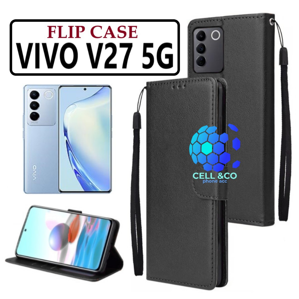 FLIP COVER VIVO V27 5G LEATHER WALLET PREMIUM FLIP CASE BUKA TUTUP KESING HP CASING FLIP CASE WALLET