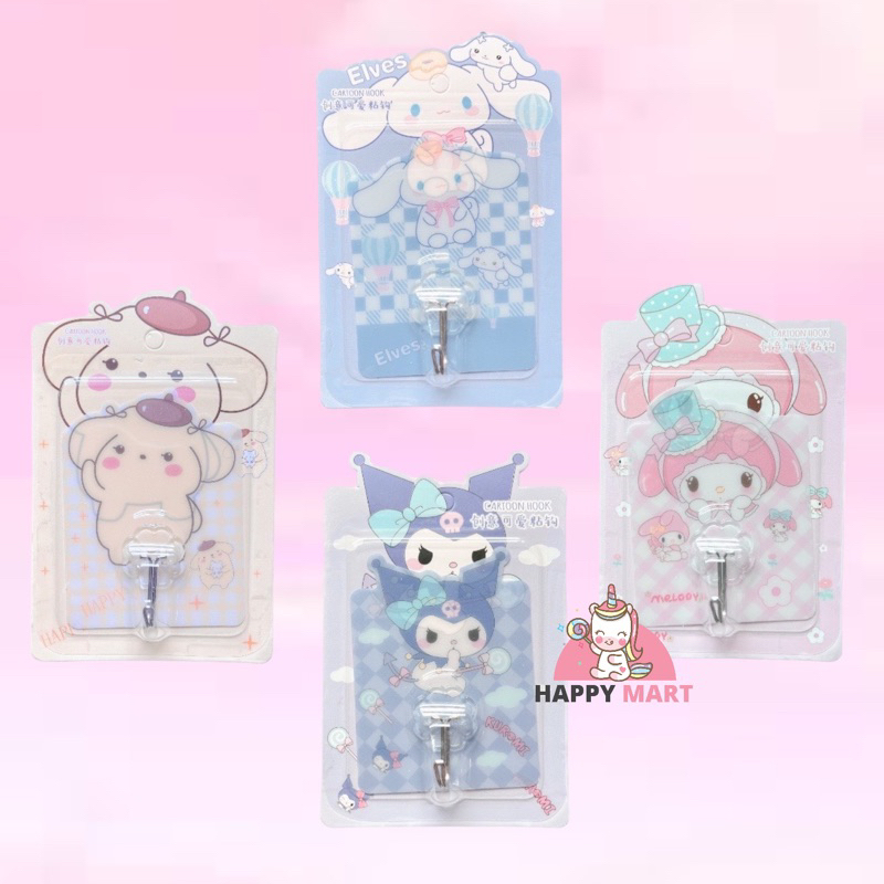 Gantungan tempel Hook motif sanrio kuromi / melody / cinnamoroll