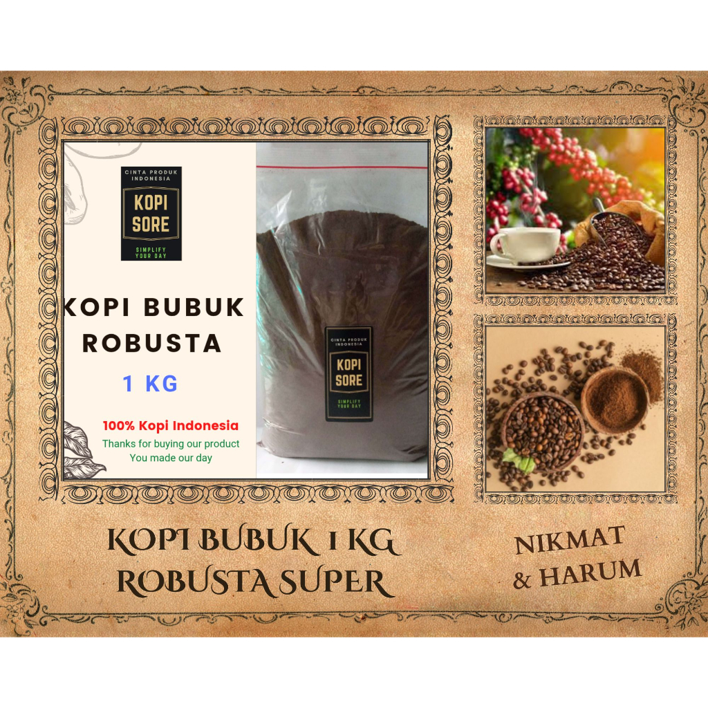 Kopi Bubuk Robusta 1 Kg - Harga Terjangkau, Harum, Nikmat