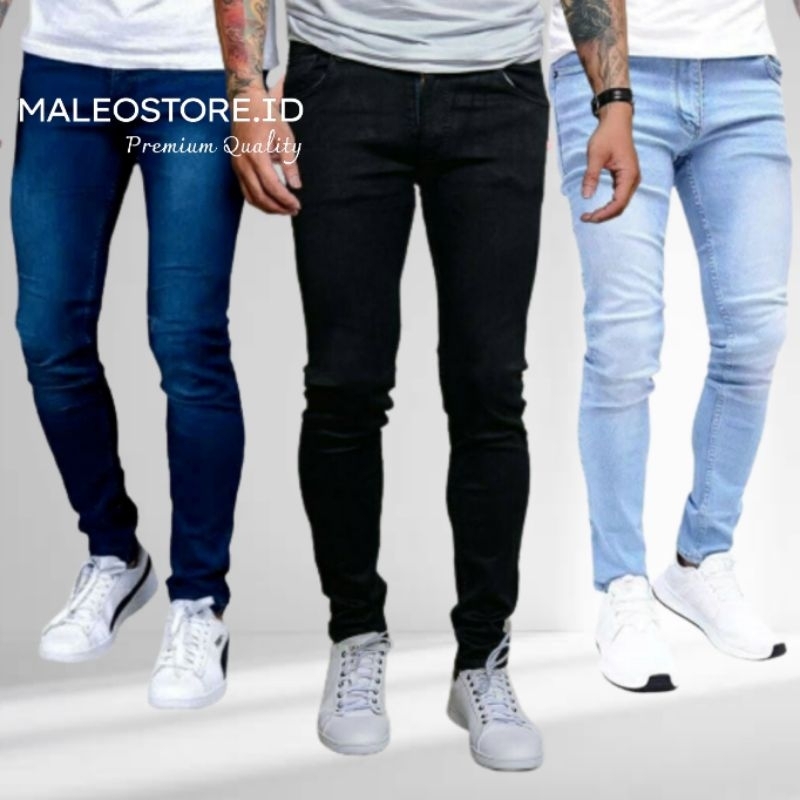 Celana Jeans Pensil Skinny Slimfit Panjang Slim Fit Hitam Pria Premium Size 27-38