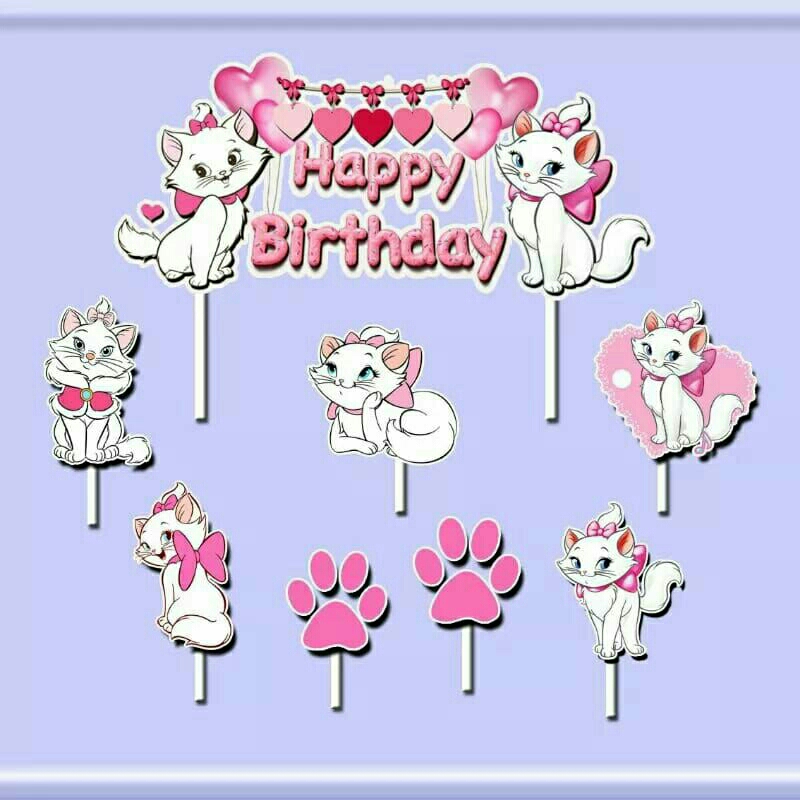 hiasan nasi tumpeng cake topper hiasan kue ulang tahun karakter marie cat marie cat marry cat