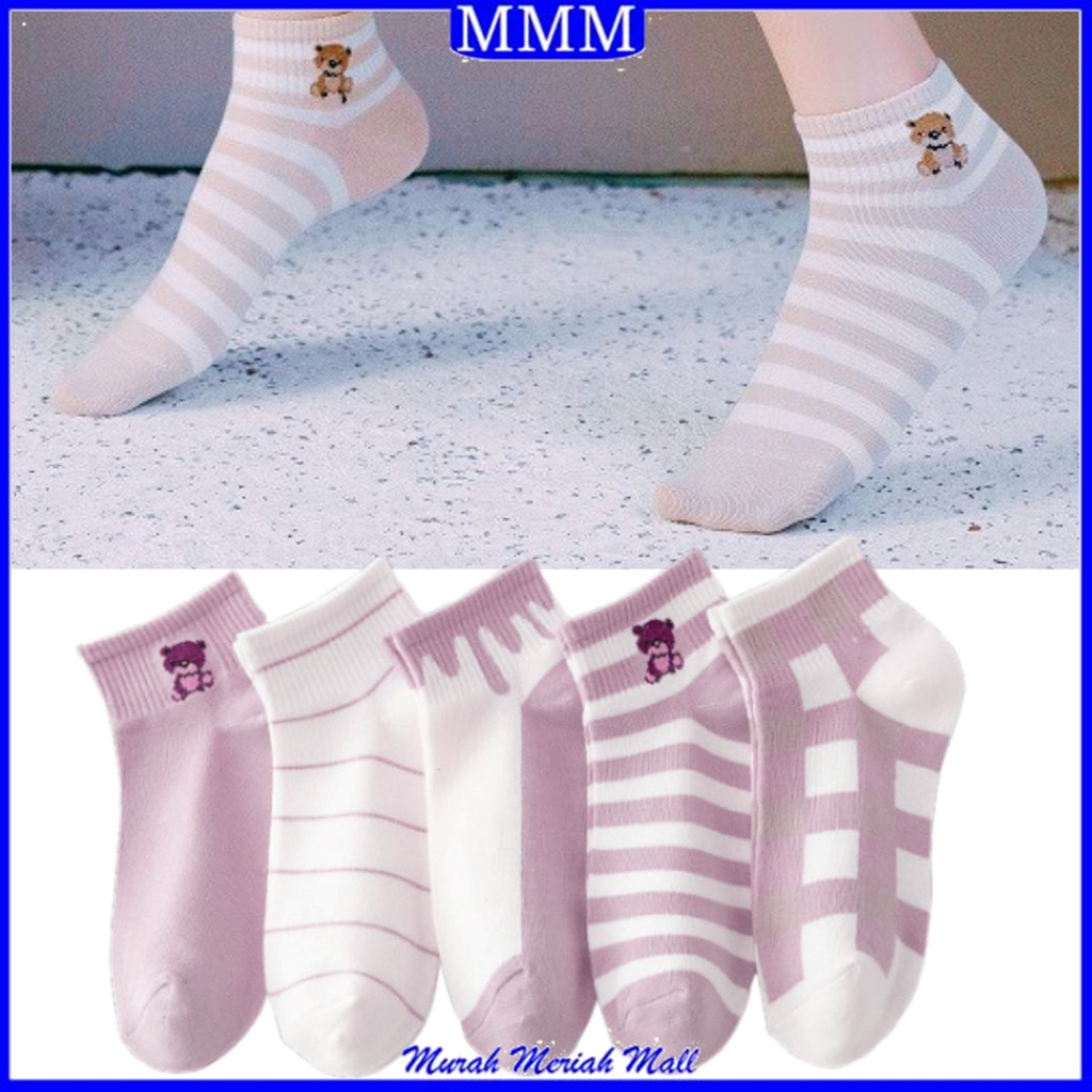 MMM Kaos Kaki Wanita 6755 Motif Bear Kecil Kaos Kaki Pendek Anak Perempuan Kaos Kaki Ankle Cute Murah Import