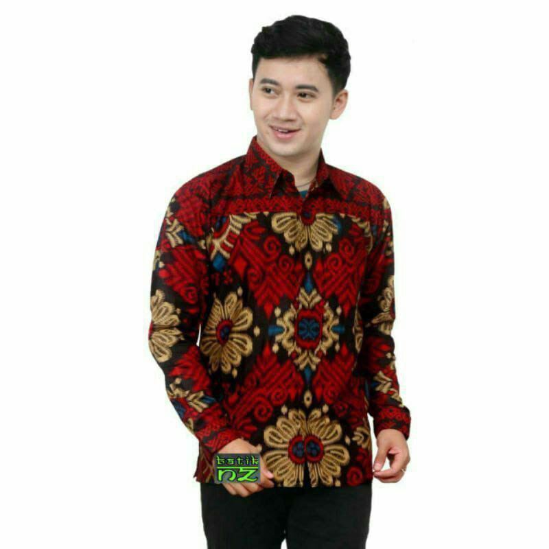 Batik Pria Lengan Panjang Batik Wildan Motif PRESIDEN Kode 003 Size M L XL XXL Reguler