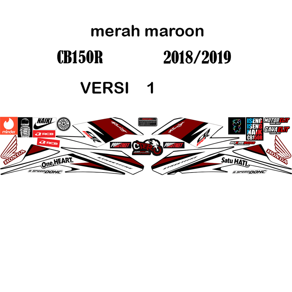stiker striping CB150R 2018/2019 warna merah maroon