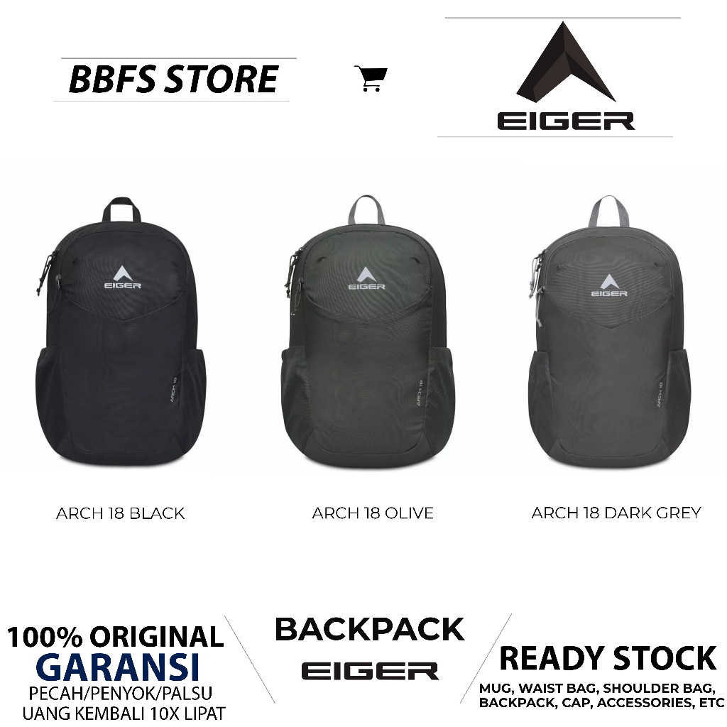 EIGER1989 ARCH 12 ARCH 18 BACKPACK Tas Ransel Pria Wanita Daypack Backpack ORIGINAL