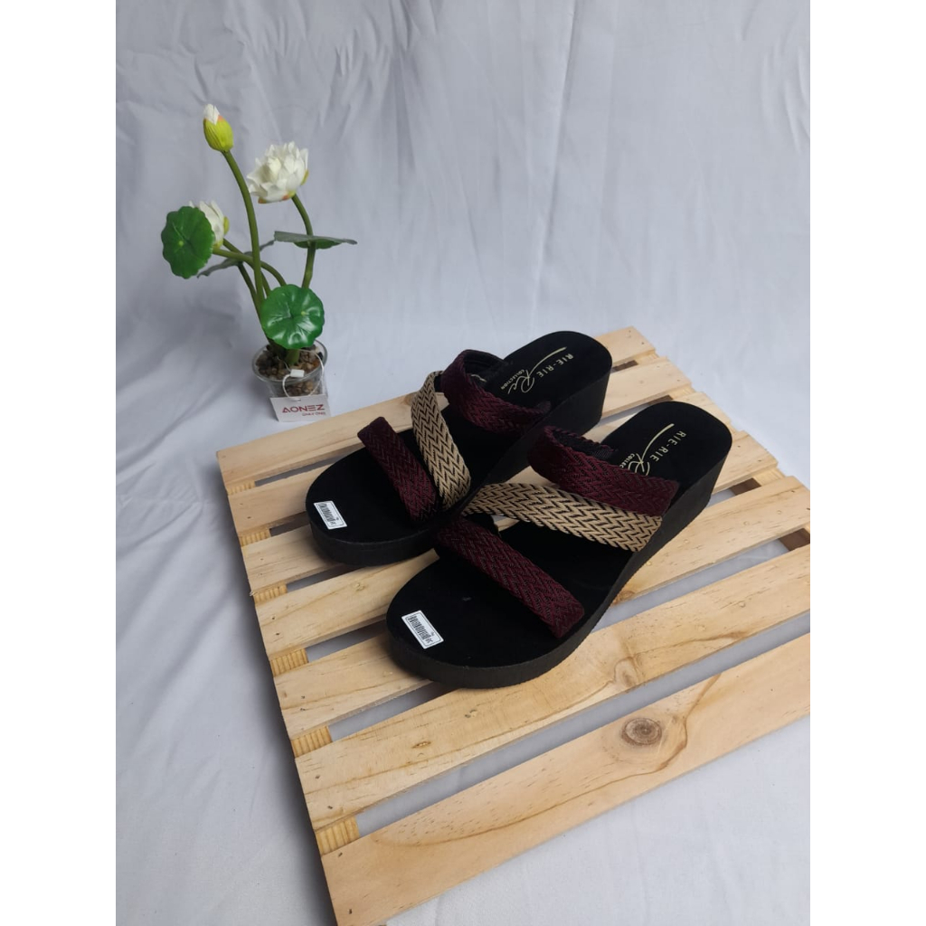 SANDAL WEDGES WANITA SLOP KOMBINASI