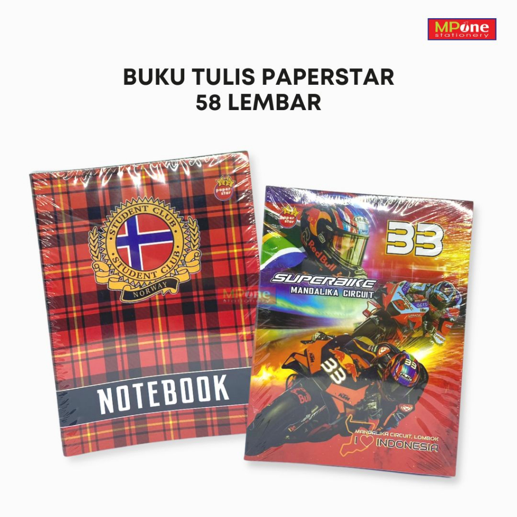 

(1 PACK) Buku Tulis Paperstar 58 Lembar / PAPER STAR Buku Tulis 58 Lembar Isi 10 Buku