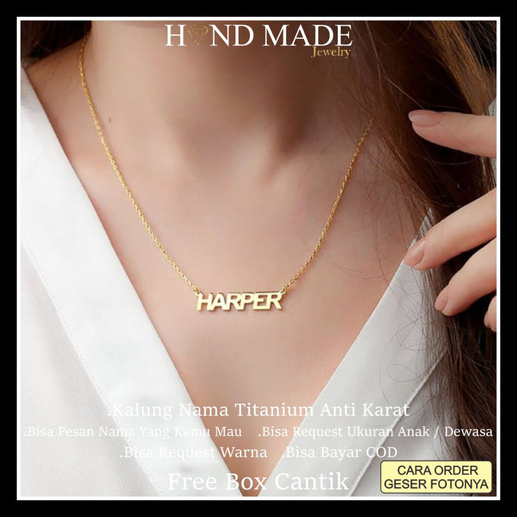 kalung nama titanium anti karat anak dewasa kalungnama aksesoris wanita necklace titanium aksesoris fashion