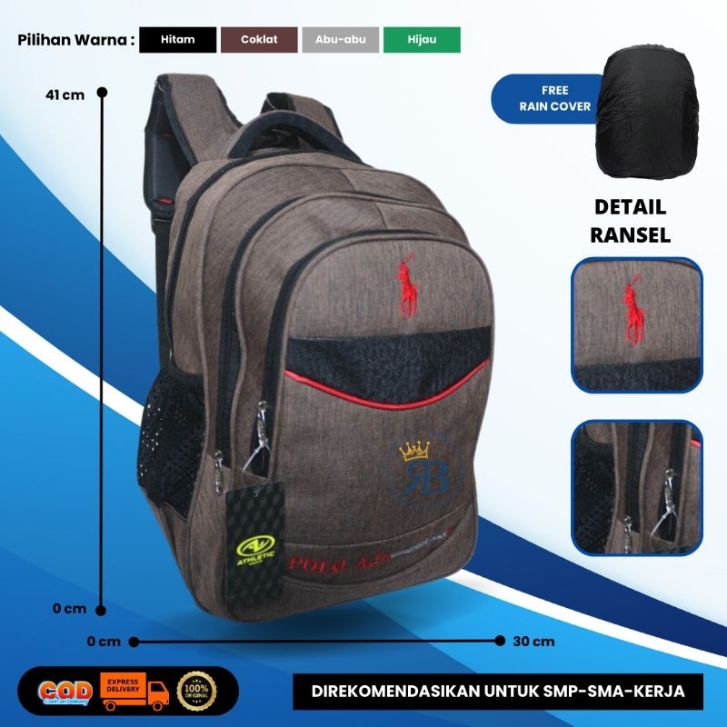 Tas Ransel Polo AJ/Tas Sekolah Polo Untuk SMP-SMA-KULIAH-KERJA/Tas Laptop Unisex