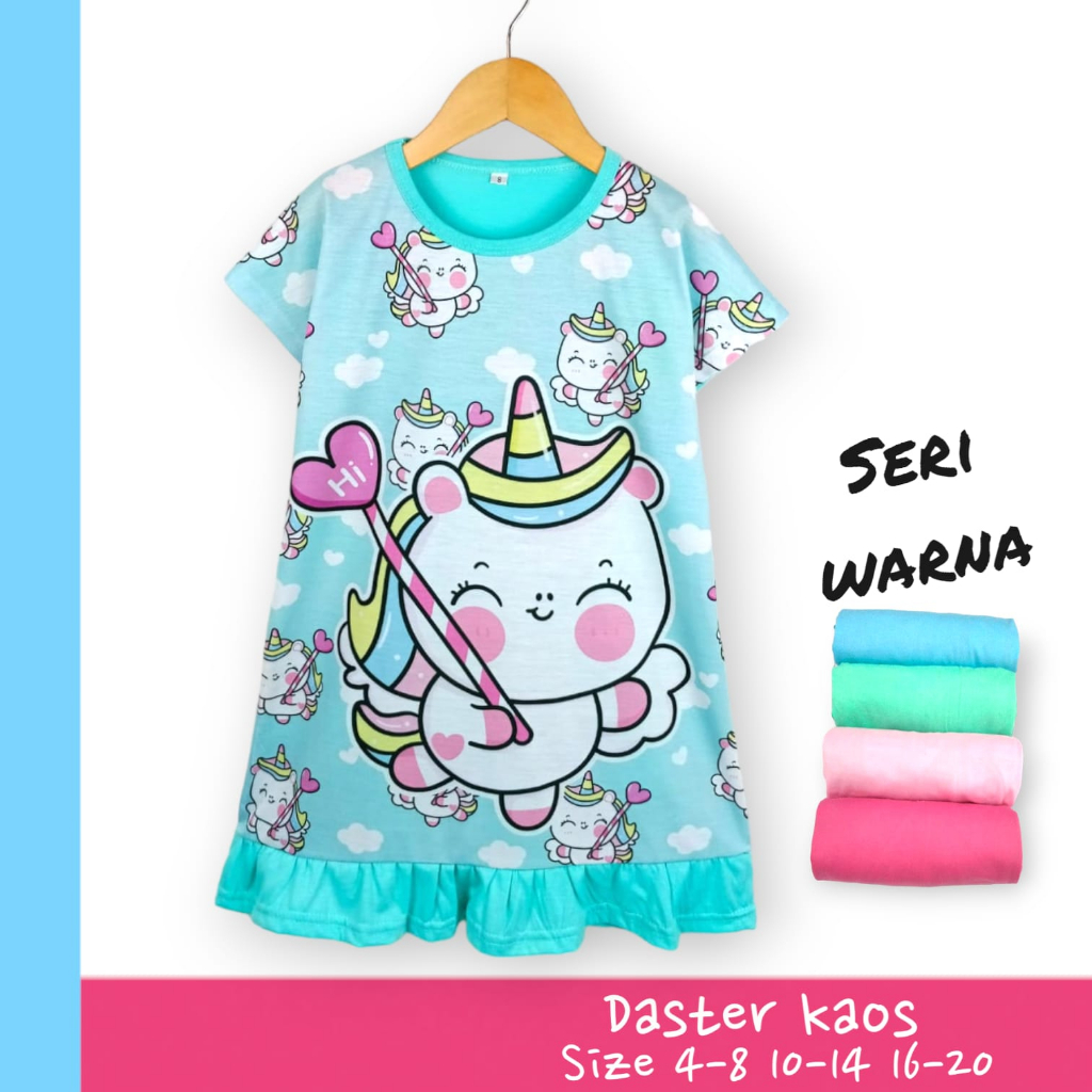 GROSIR 3pcs Daster Printing DnA KIDS/Daster DEDINA/Dress Anak 16-20 (7-9th)/Daster DEDINA/Dress Anak