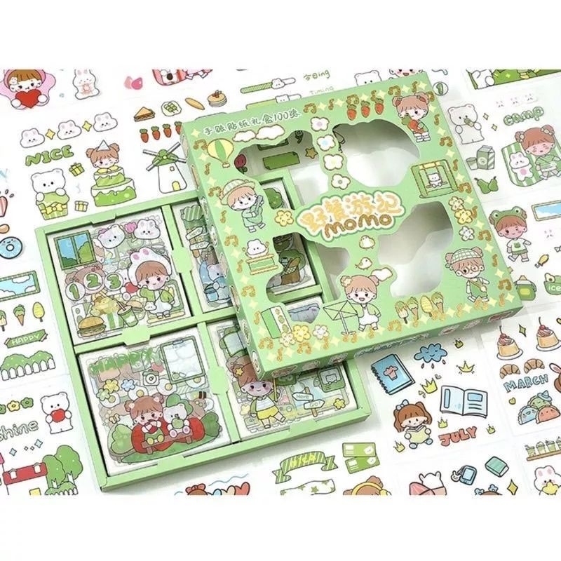 HELLO_original stiker momo 100 pcs stiker momo ranbow stiker viral ori merek momo