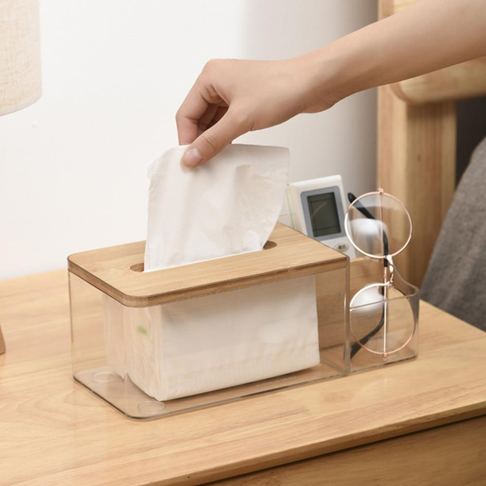 Kotak Tisu Kayu Serbaguna Tissue Box Organizer 25x12x9.5cm - KE25 - Transparent