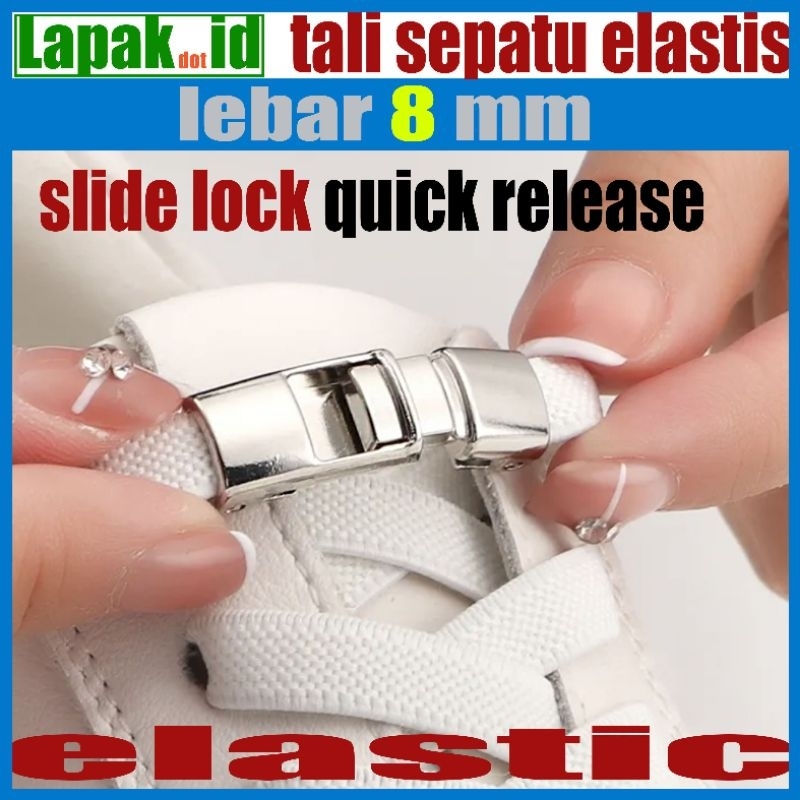 lazy elastic no tie shoelace flat tali sepatu lebar metal lock