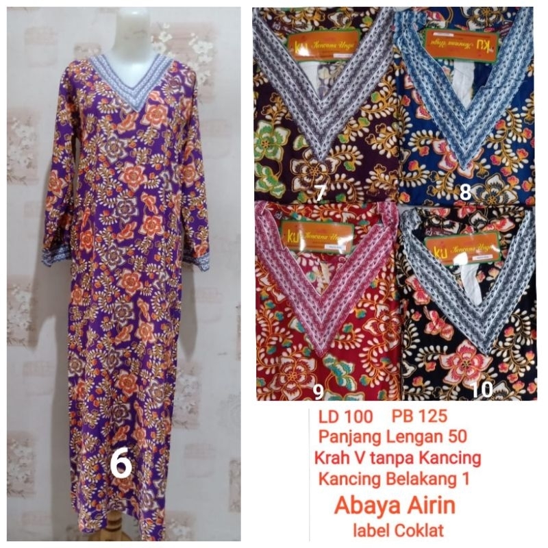 Longdres Abaya Airin LD 100 cm PB 125 cm Kencana Ungu label coklat