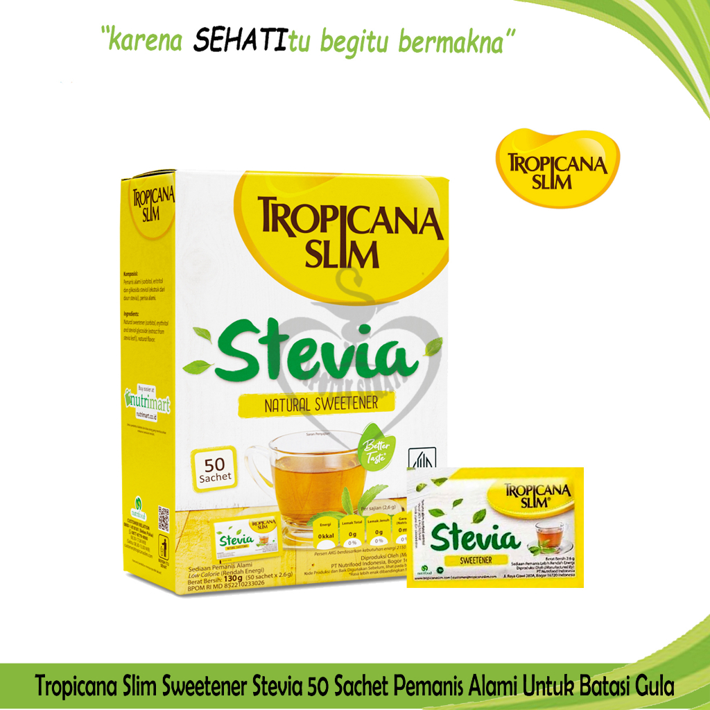 Tropicana Slim Sweetener Stevia 50 Sachet Pemanis Alami Nol Kalori
