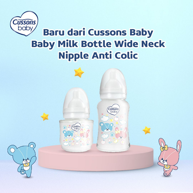 Cussons Baby Milk Bottle Wide Neck - Anti Colic - BPA Free - Lentur - Food Grade Silicon