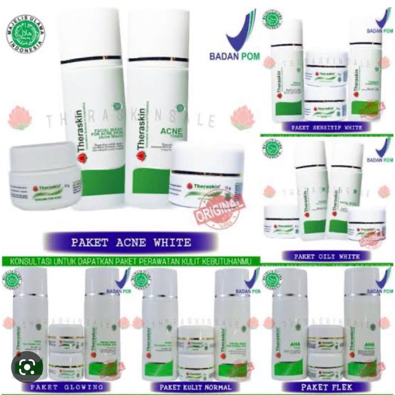 PAKET CREAM THERASKIN BPOM ACNE GLOWING NORMAL FLEK