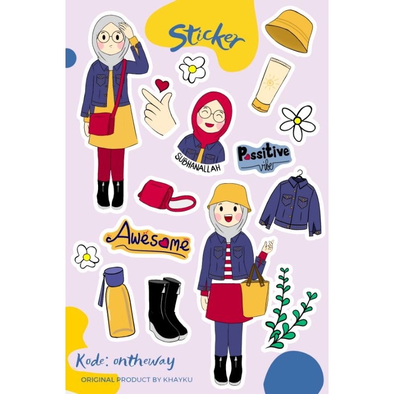 

hijab girl shabby aesthetic sticker journaling non cutting