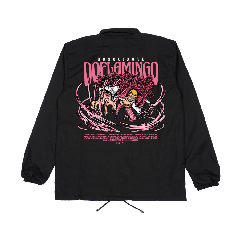 Jaket Coach Windbreaker Anime One Piece  Donquixote Doflamingo