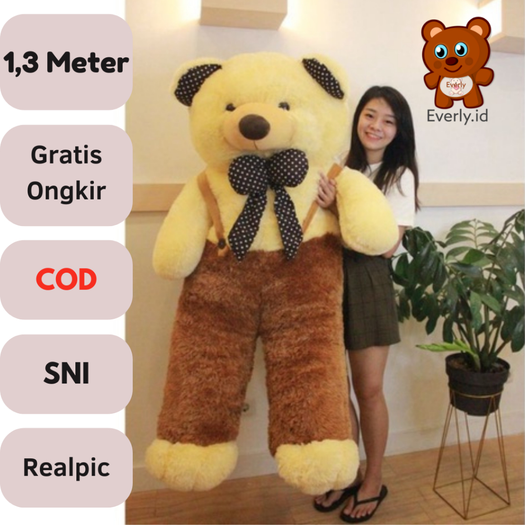 SNI ! Boneka Jumbo 1,3 Meter Beruang Teddy Bear 1 2 1.5 1,3 Meter m Pita Syal Jojon Tedy Ber Murah Termurah untuk kado ulang tahun anak pacar teman laki perempuan pria wanita cowok cewek gemes import pacar BESAR MINI KECIL everly.id everlyid gemoy lucu