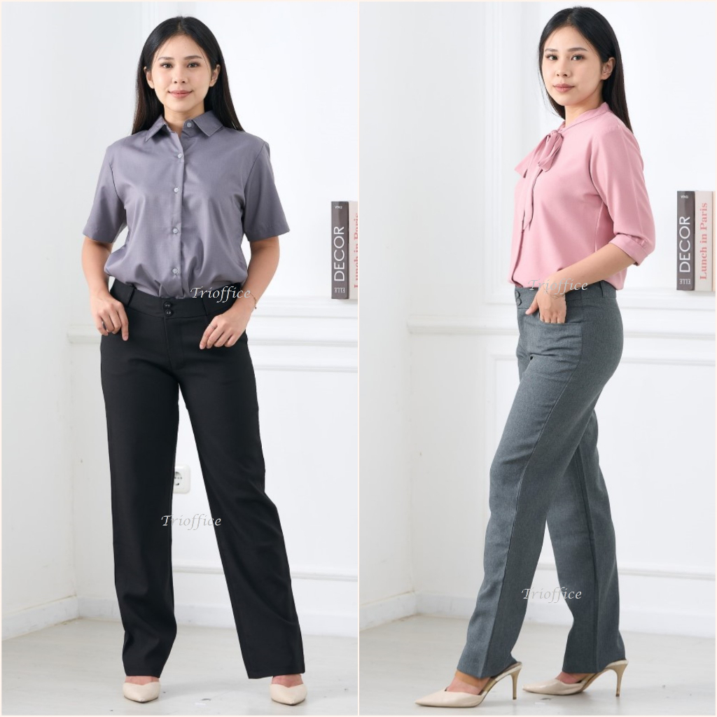 Celana Panjang Kerja Wanita Bahan Formal Kantor Polos