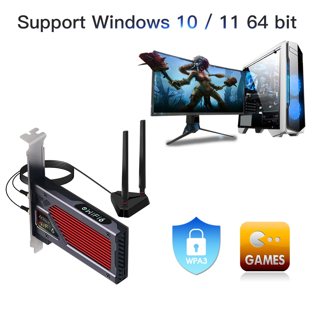 Fenvi FV-AXE3000 Intel WiFi 6E AX210 Tri-band 2.4G/5G/6Ghz 5374Mbps Bluetooth 5.3 PCIe RGB