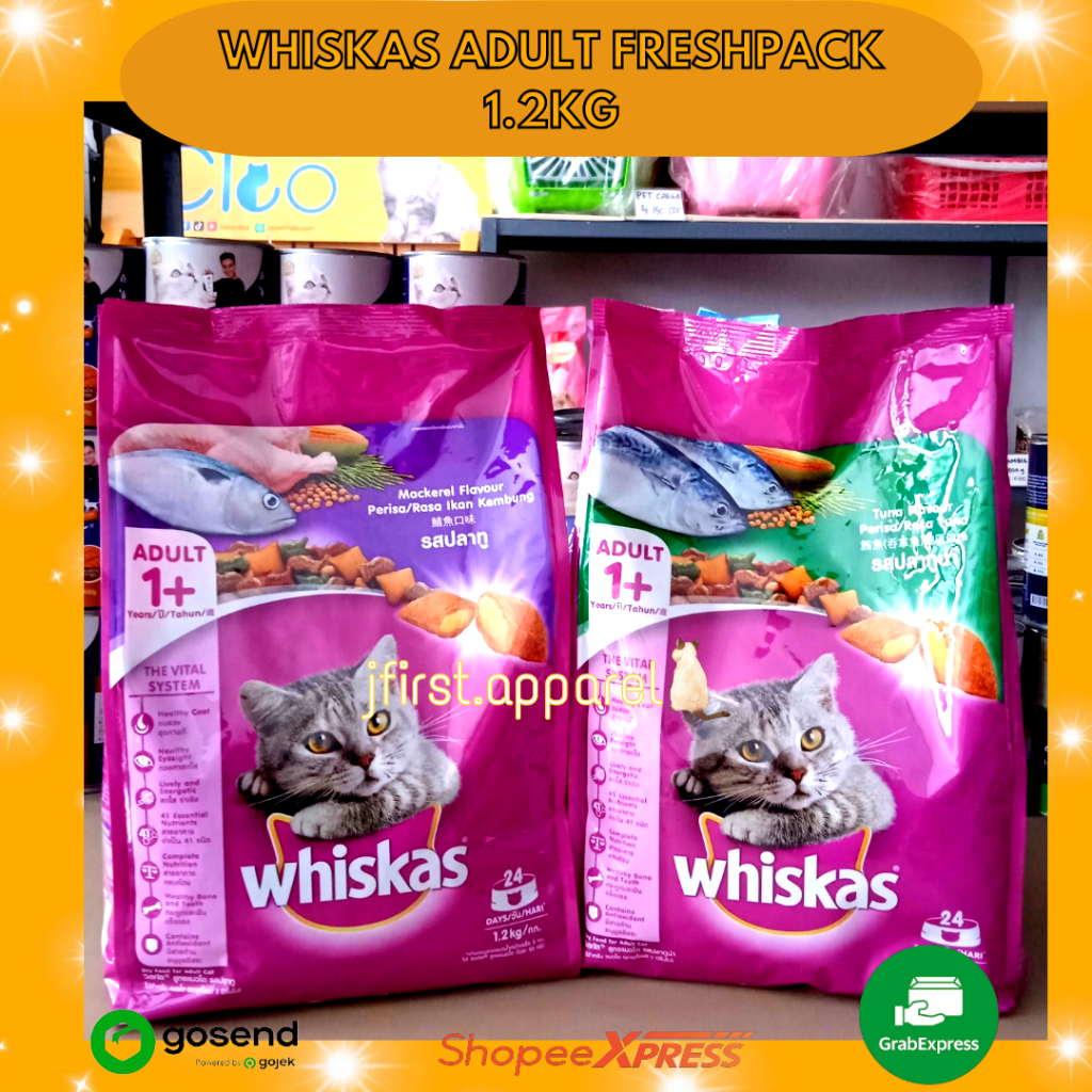 WHISKAS ADULT FRESHPACK 1.2KG | WHISKAS ADULT TUNA 1.2KG | WHISKAS ADULT MACKEREL 1.2KG | WHISKAS AD