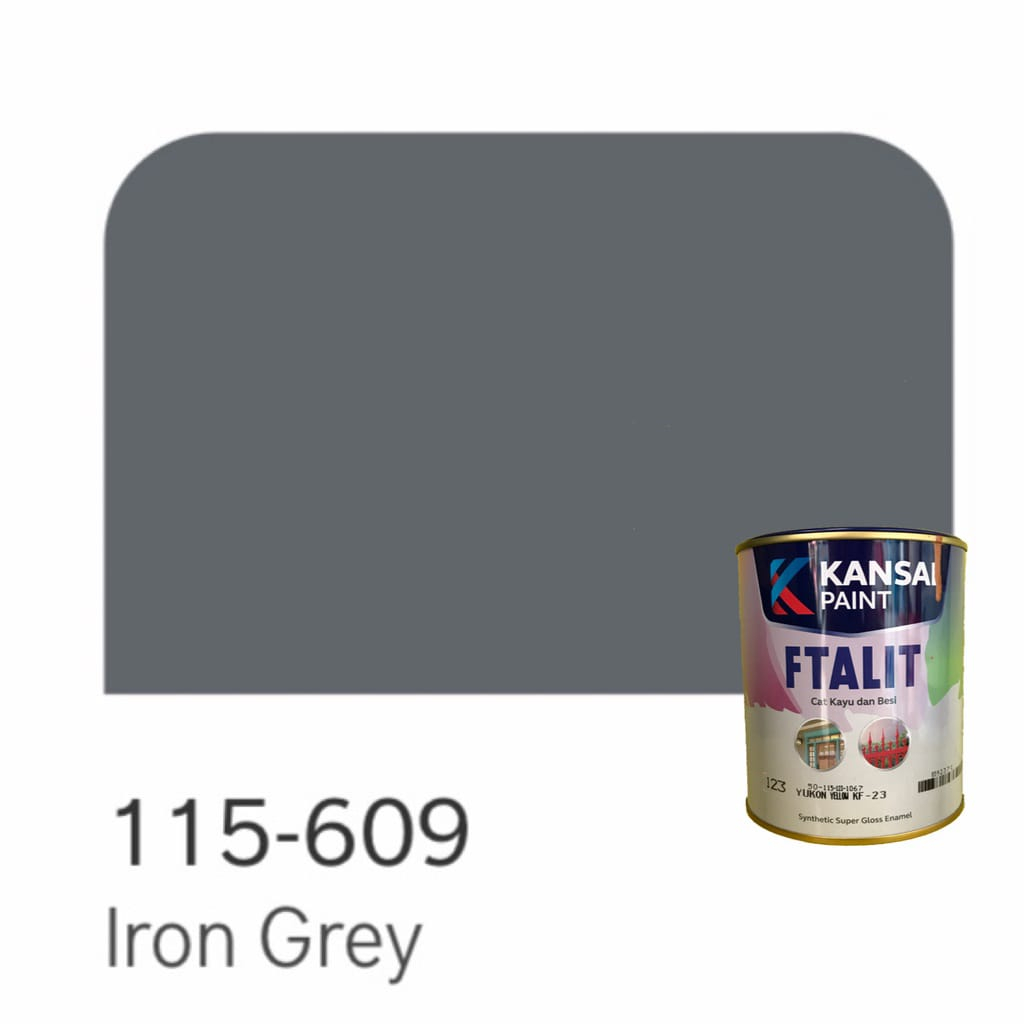 Cat Kayu dan Besi Kansai Paint Ftalit Warna Glos 1kg 115 - 609 Iron Grey