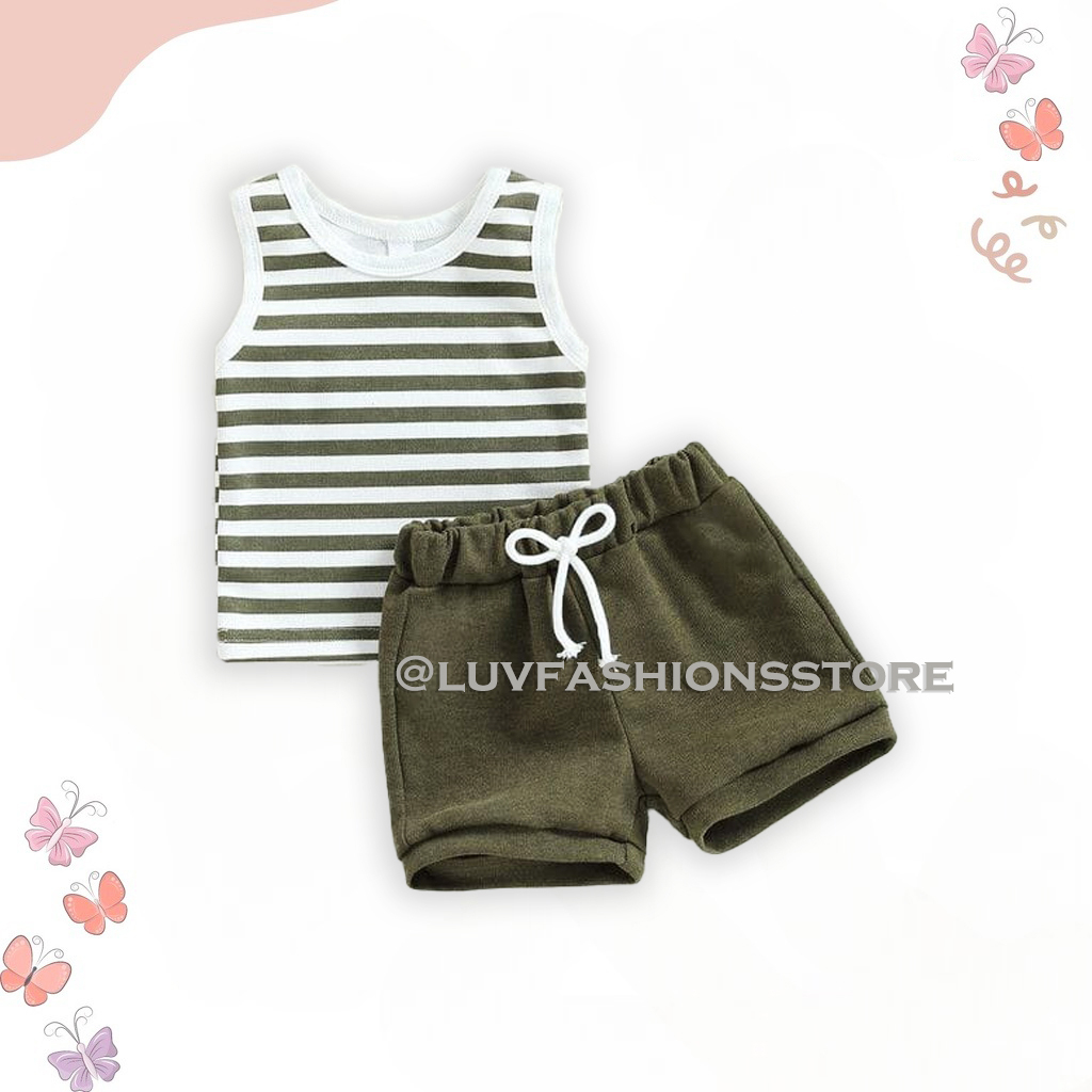 IL - SOMI SET SINGLET ANAK CEWEK COWOK MOTIF SALUR / SETELAN ANAK UNISEX CELANA PENDEK