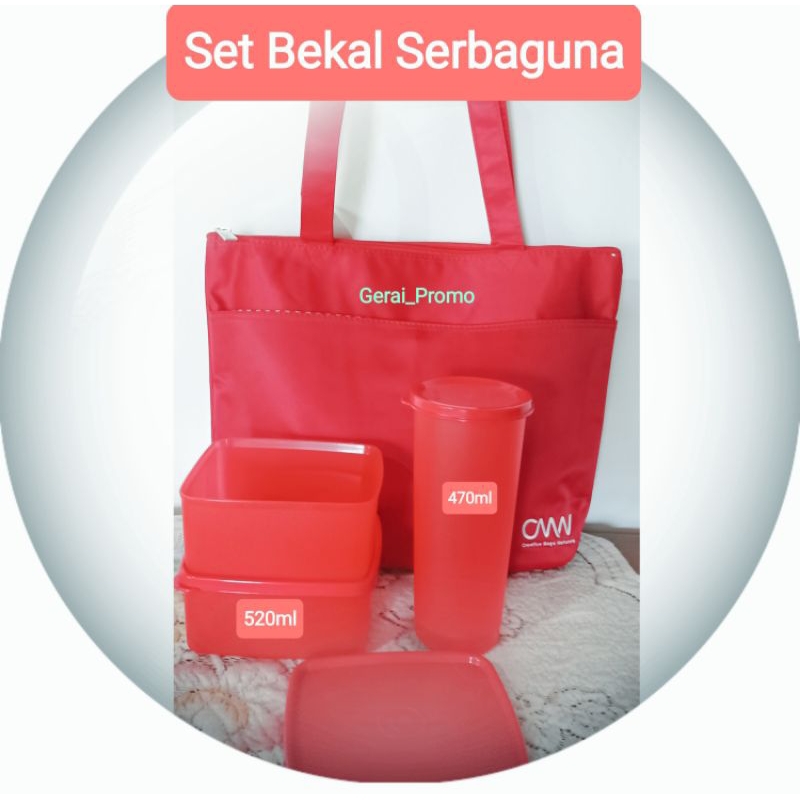 Moorlife Promo Bekal Set+Belle bag (Meal bowl,small fussion bowl,Cheerful tumbler (Food grade)