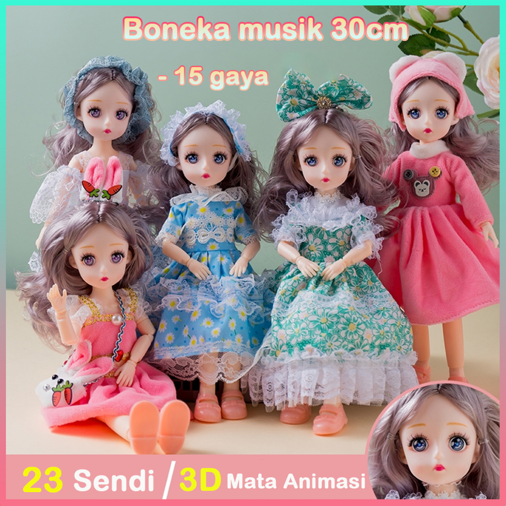 30cm boneka korea dengan musik boneka lucu lembut dilengkapi dengan baju dan sepatu new boneka kaki 