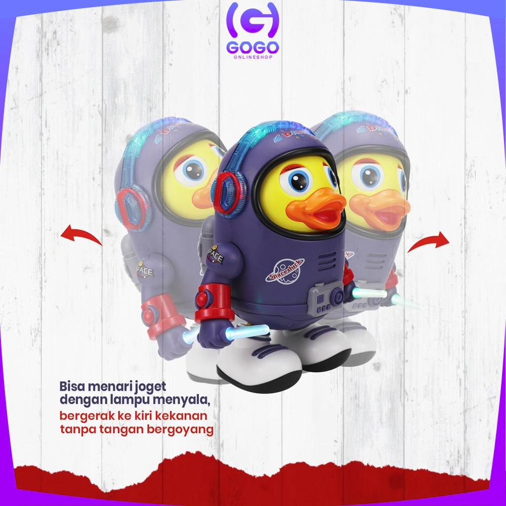 GOGO-M311 Mainan Anak Bebek Astronot Joget Robot Menari Ada Lampu + Musik / Dancing Robot Joget Space Duck Dance Kids / Mainan Bebek Luar Angkasa