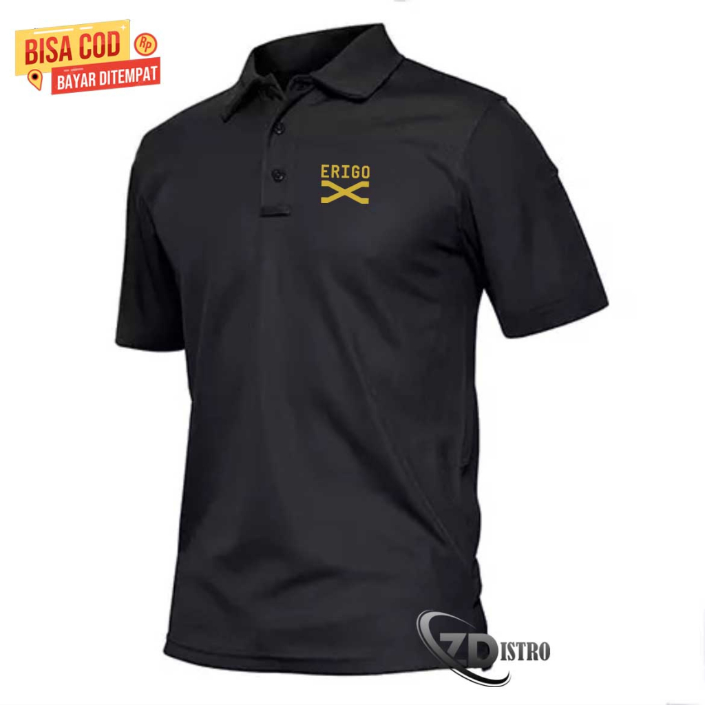 Zalfa Distro COD Baju Distro Polo Kerah Logo Erigo X Text Gold Kaos Polo T Shirt Premium Quality Ata