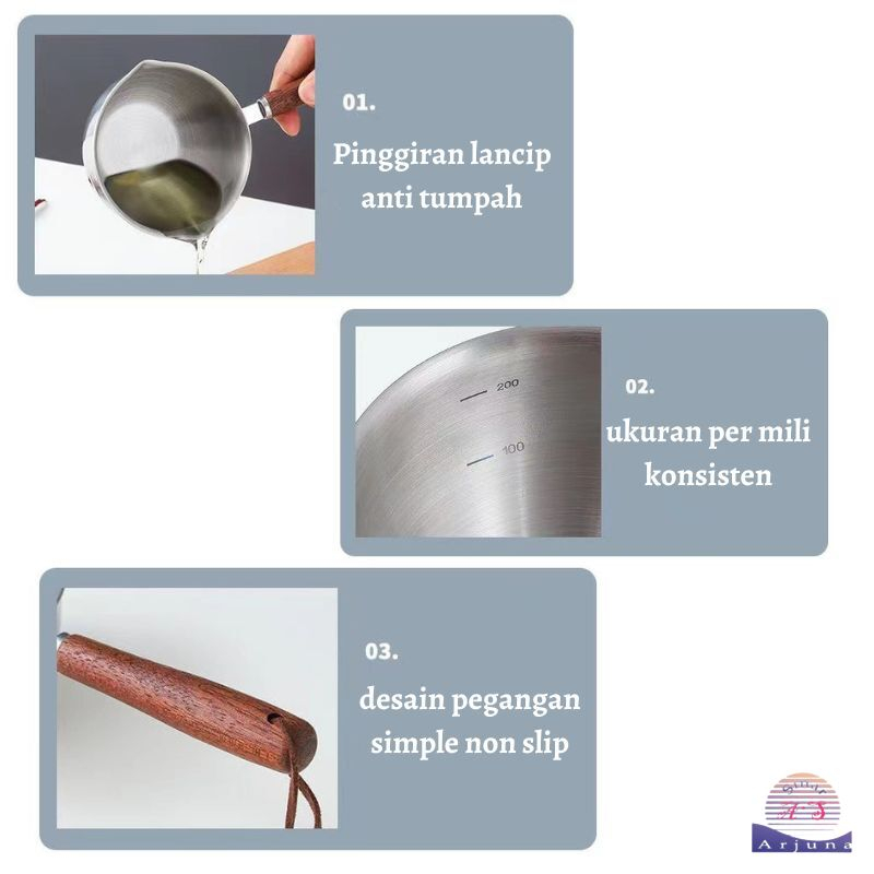 PANCI SUSU MINI STAINLESS GAGANG KAYU