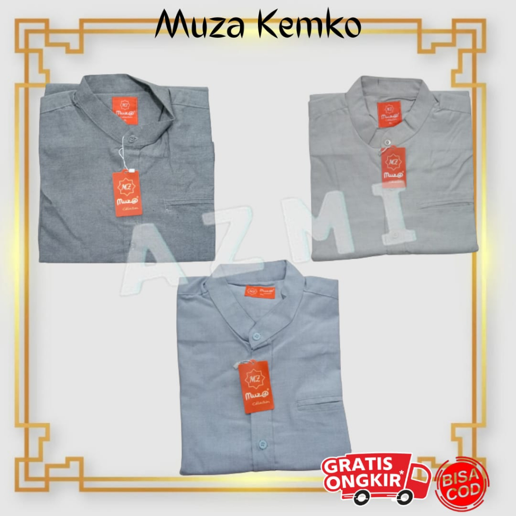 Moza Kemko Tangan Panjang Coklat Susu Kemeja Koko by Moza Bahan Oxford High Premium Quality