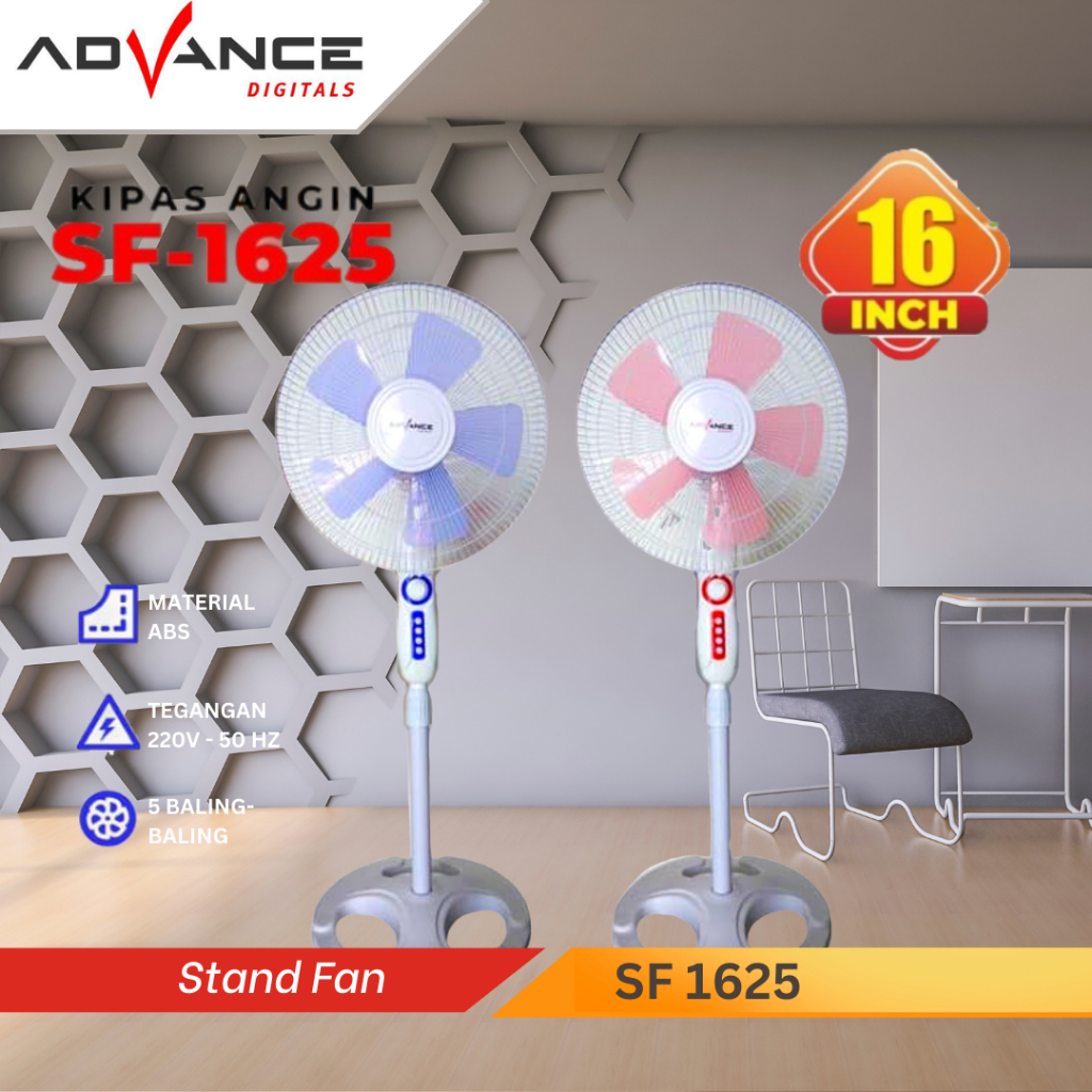 Advance Stand Fan 16&quot; Inch SF 1625 / Kipas Angin Berdiri 5 Baling