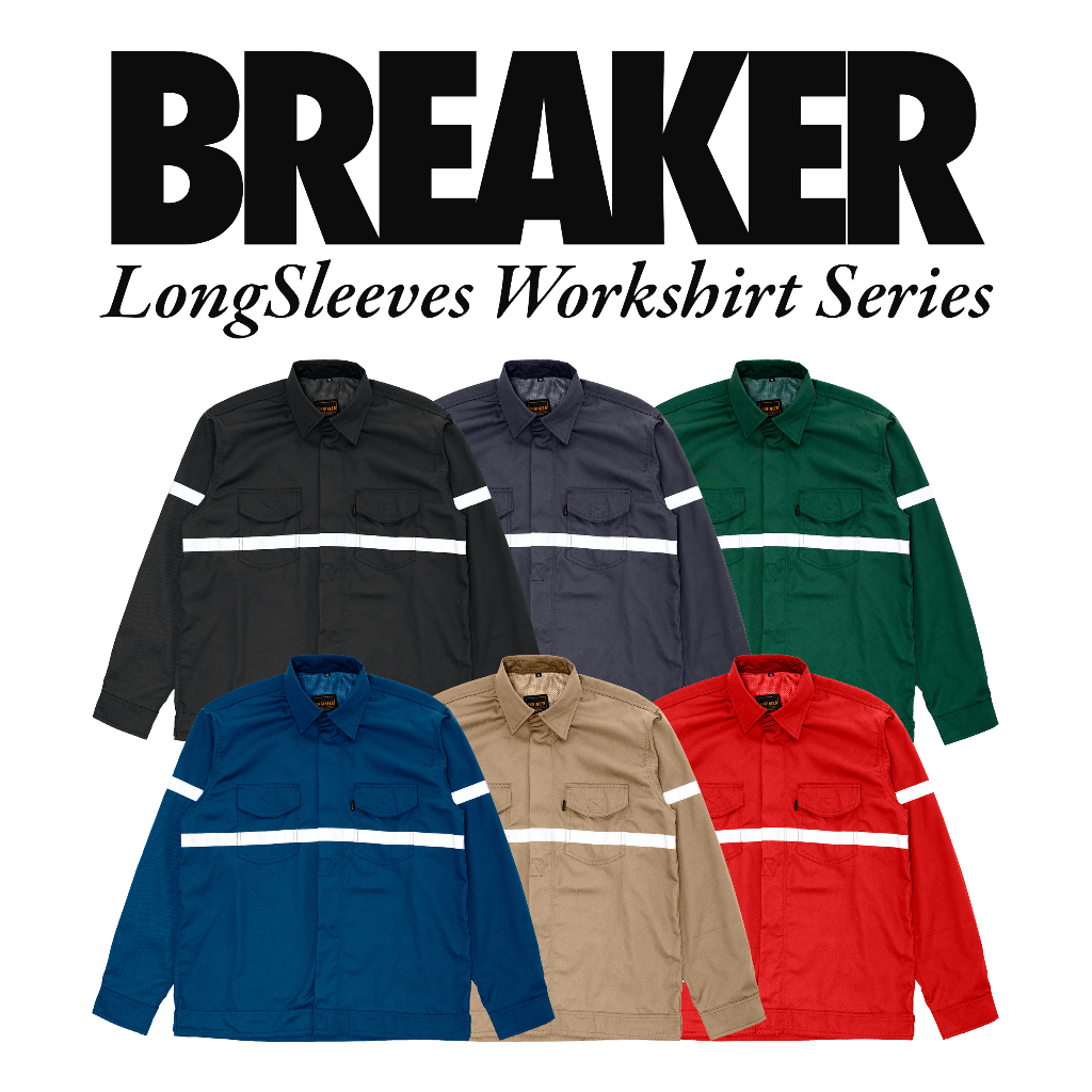 BREAKER LS REFLEKTOR WORKSHIRT-KEMEJA KERJA LENGAN PANJANG REFLEKTOR UNISEX