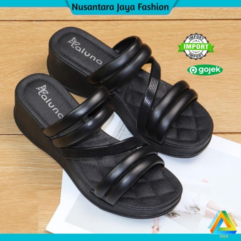 Sandal Heels Wanita LALUNA Tali 4 Platfrom Import 3302H