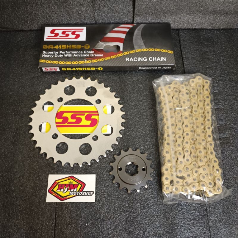 GIR SET / GEAR SET SSS VEGA ZR JUPITER Z1 NEW ROBOT 415 & RANTAI SSS 415 HSBT GOLD