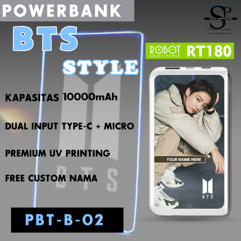 Powerbank BTS Powerbank Robot RT180 10000mAh Real Capacity