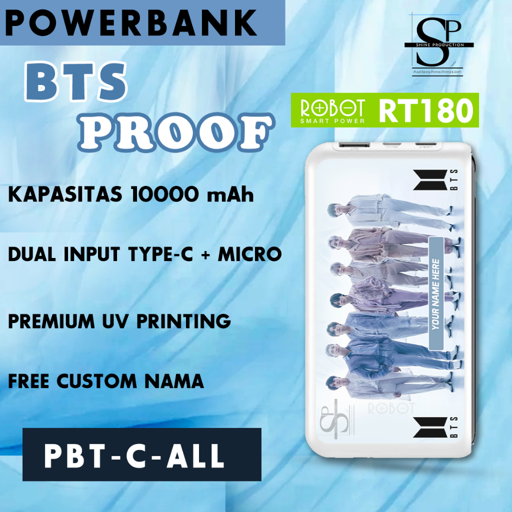 Powerbank Personil BTS Custom Nama Powerbank ROBOT RT180