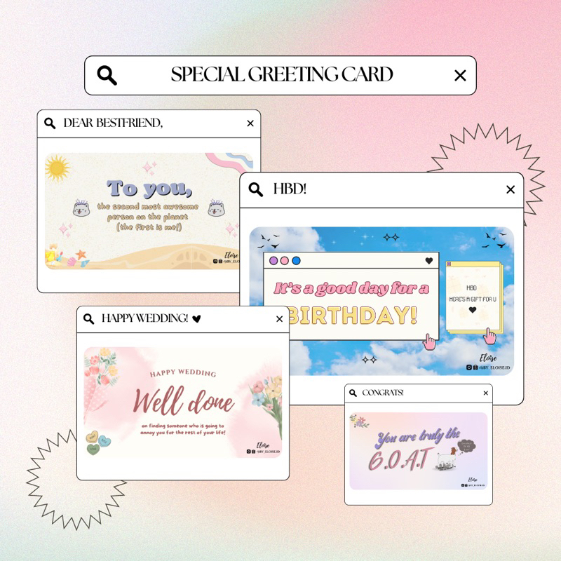 

Eloise - Handwritten Greeting Card / Kartu Ucapan Spesial - Eid Mubarak - Happy Birthday - Congratulations - Anniversary - Wedding - Friendship