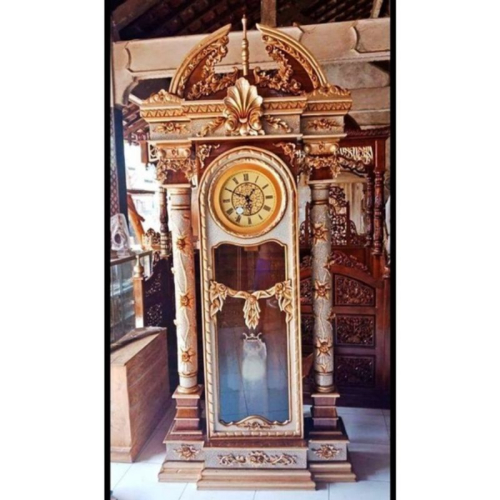 Lemari jam brawijaya mewah kayu jati